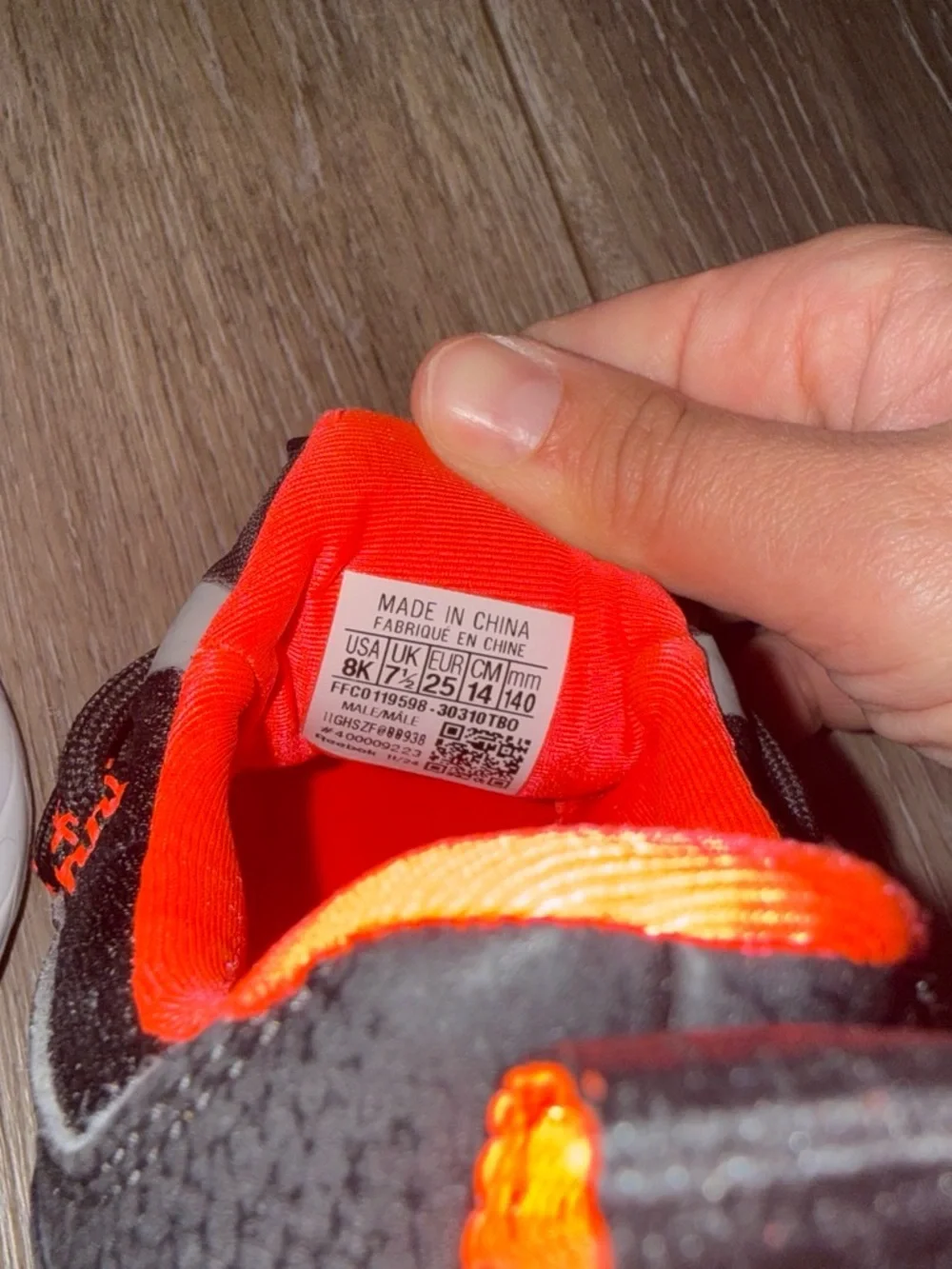 Reebok Kids Black and Bright Orange Athletic Sneakers